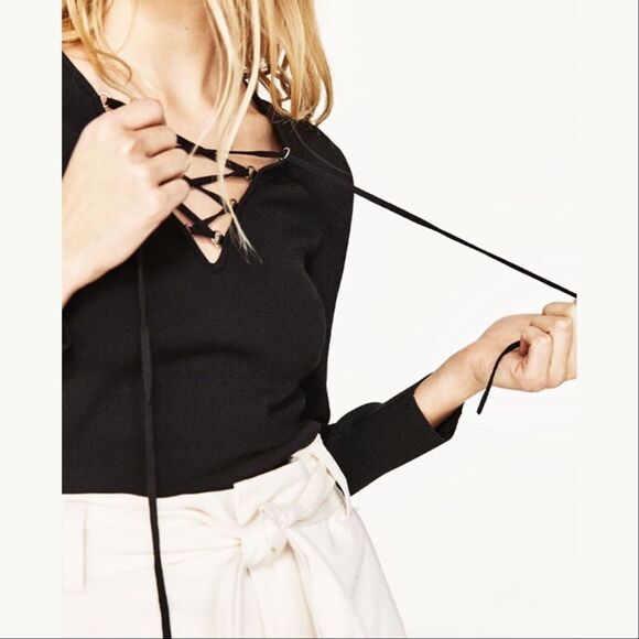 ✨ZARA SWEATER WITH CORDS✨ - Picture 2 of 6